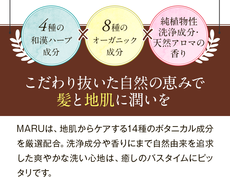こだわり抜いた自然の恵みで髪と地肌に潤いを