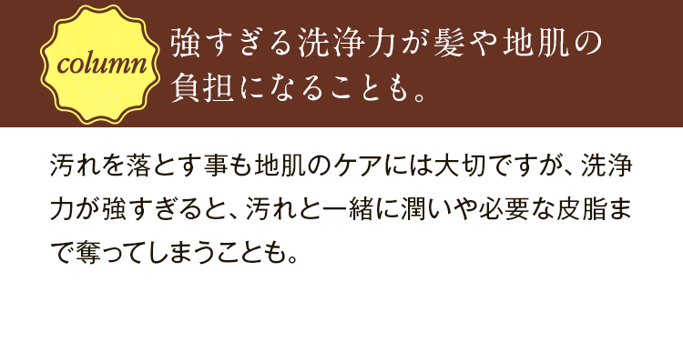 強すぎる洗浄力が髪や地肌の負担になることも。